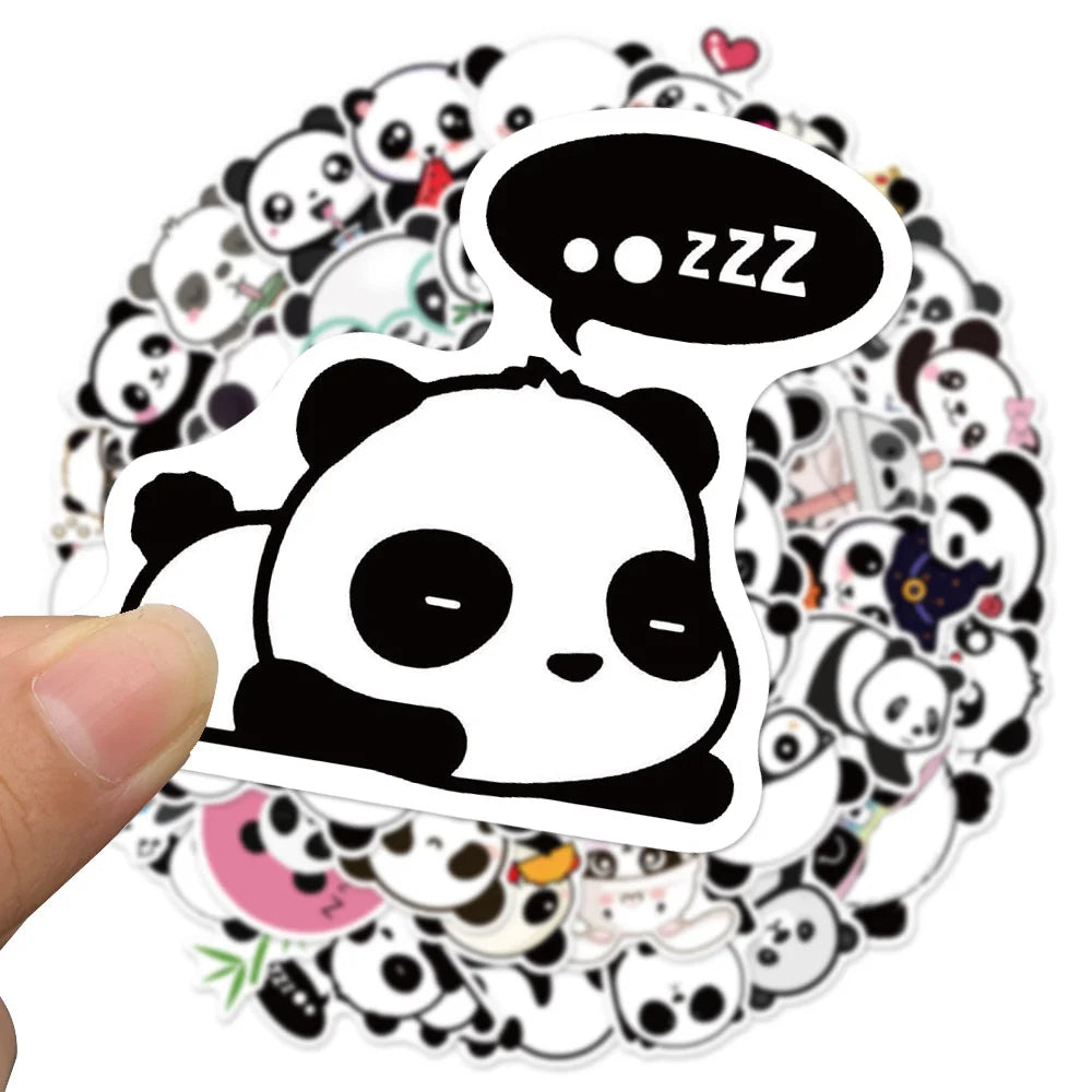 50PCS Cute Cartoon Panda Graffiti Stickers Notebook Mobile Phone Case Water Cup Luggage Waterproof Stickers