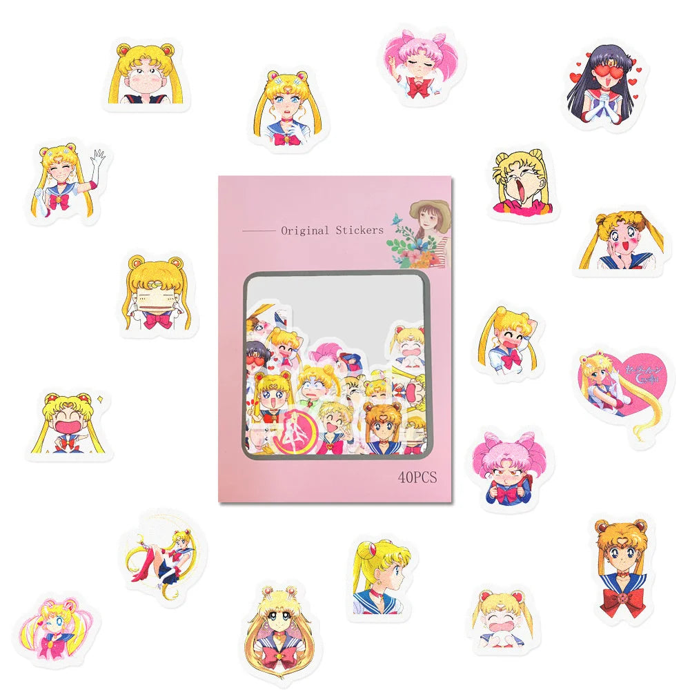 50PCS/ Anime Moonlight Beautiful Girl Laptop Guitar Motorcycle Luggage Skateboard Bike Waterproof Sticker