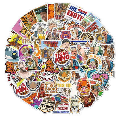50PCS American Documentary Tiger Feeding Personalized Creative Decoration Graffiti Waterproof Sticker Skateboard