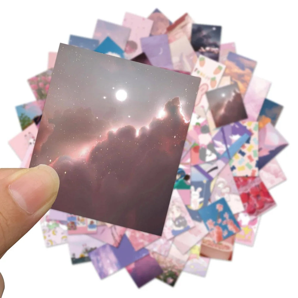 62PCS Ins Cute Pink Girl Heart Personality Decoration Graffiti Waterproof Sticker Notebook RefrigeratorSkateboard