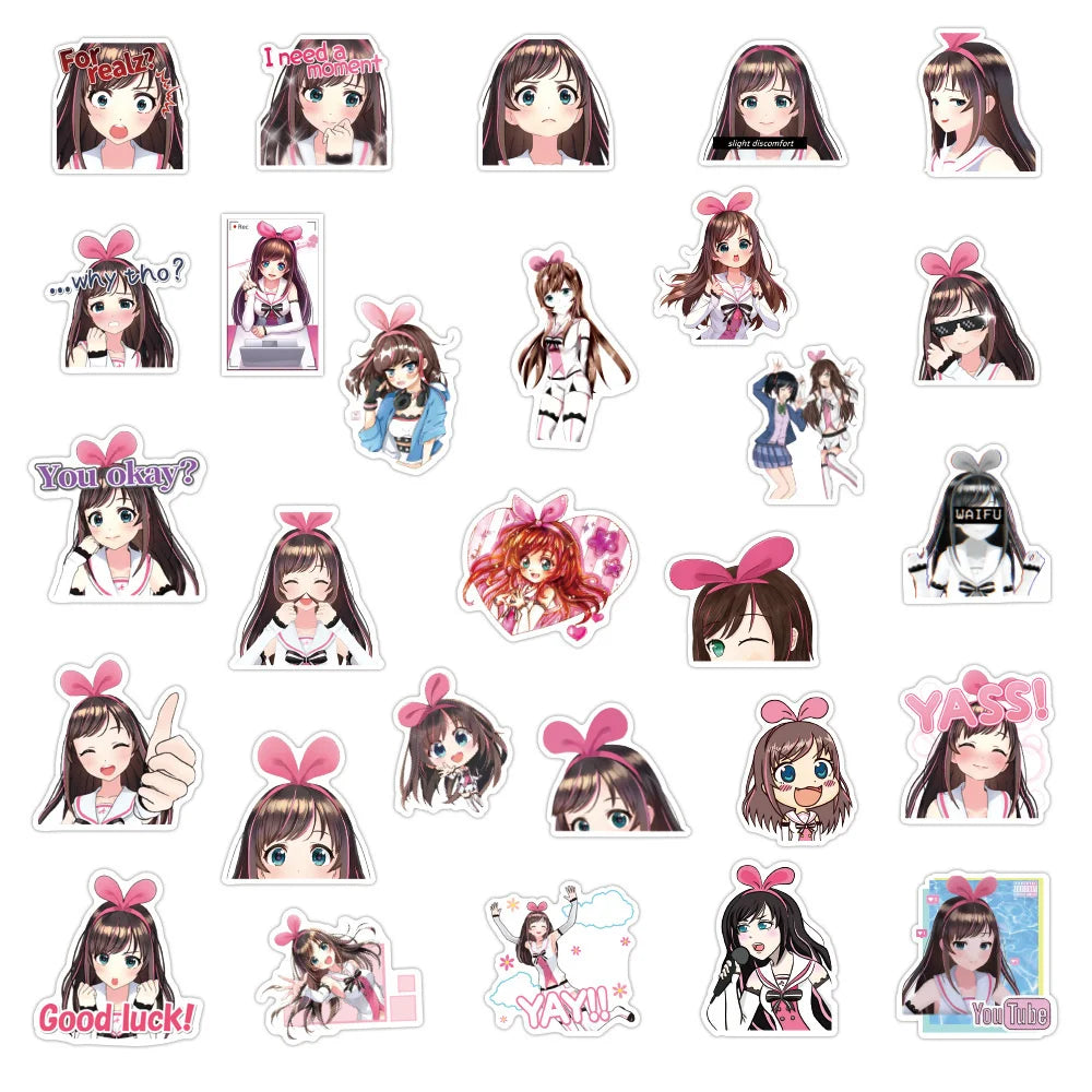50PCS Cute Girl Tripping Love Graffiti Trolley Case Scooter Refrigerator Water Cup Waterproof Child Sticker