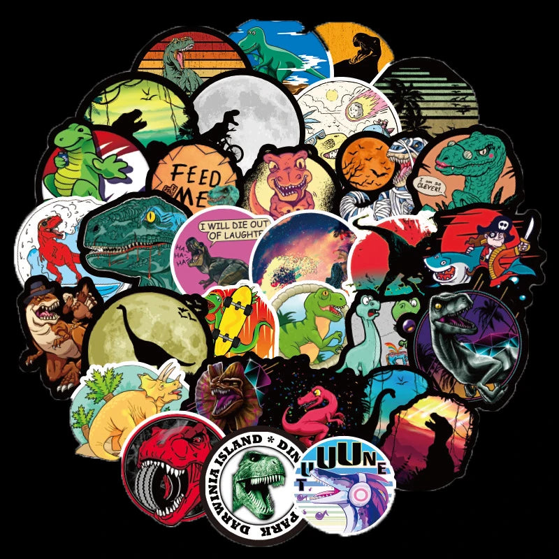 100PCS Cartoon Dinosaur World Graffiti Stickers Personalized Creative Fashion Decorative Stickers Trolley Case Bike Scooter Water Cup Popular Gift Toy Decals