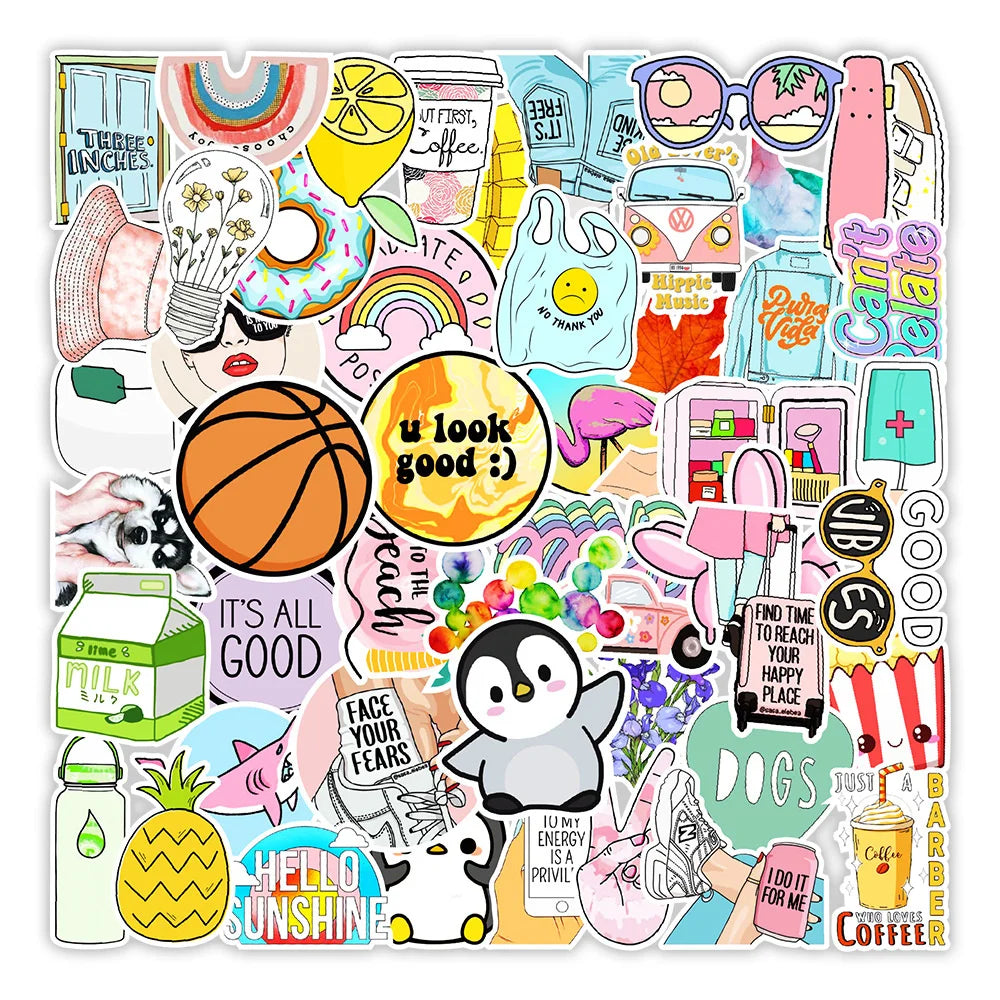 50PCSins Small Fresh Graffiti Stickers Computer Water Cup Kettle Skateboard Decoration Stickers