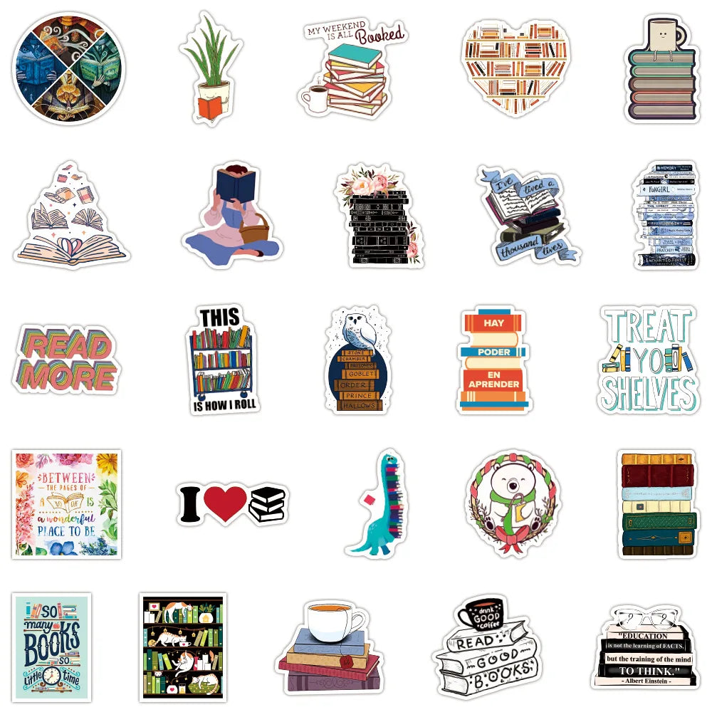 50PCS Diary Book Reading Cartoon Graffiti Stickers Notebook Luggage Car Stickers Decorative Toys