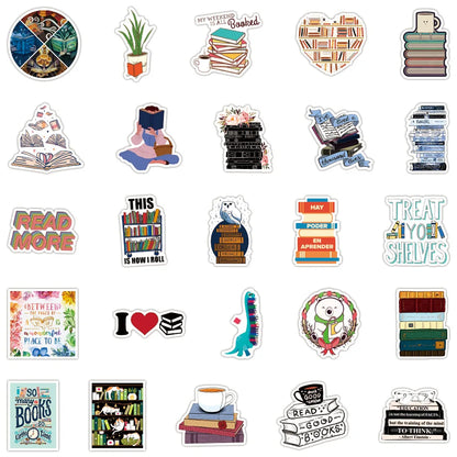 50PCS Diary Book Reading Cartoon Graffiti Stickers Notebook Luggage Car Stickers Decorative Toys