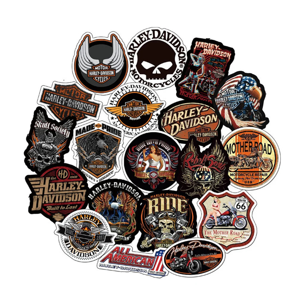 50PCS Retro Motorcycle Theme Decoration Sticker Laptop Guitar Luggage Skateboard Bike Waterproof Sticker