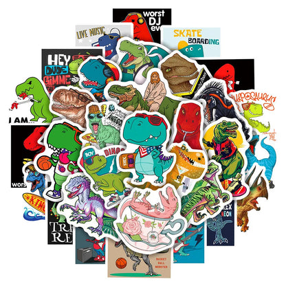 50PCS Like Sports and Rock Little Dinosaur Stickers Book Laptop Guitar Motorcycle Luggage DIY Label Decorative