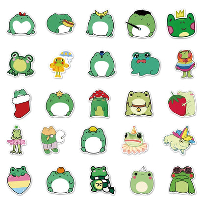 50PCS Frog Creative Cartoon Sticker Scooter Laptop Car Motorcycle Decorative Waterproof Sticker