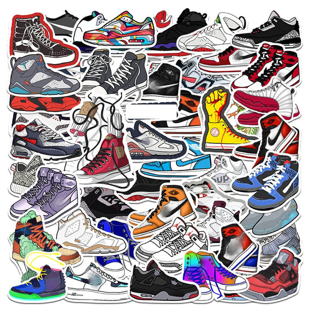 50PCS Tide Brand Sneaker Stickers Luggage Trolley Case Laptop Skateboard Guitar Mobile Phone Graffiti Sticker