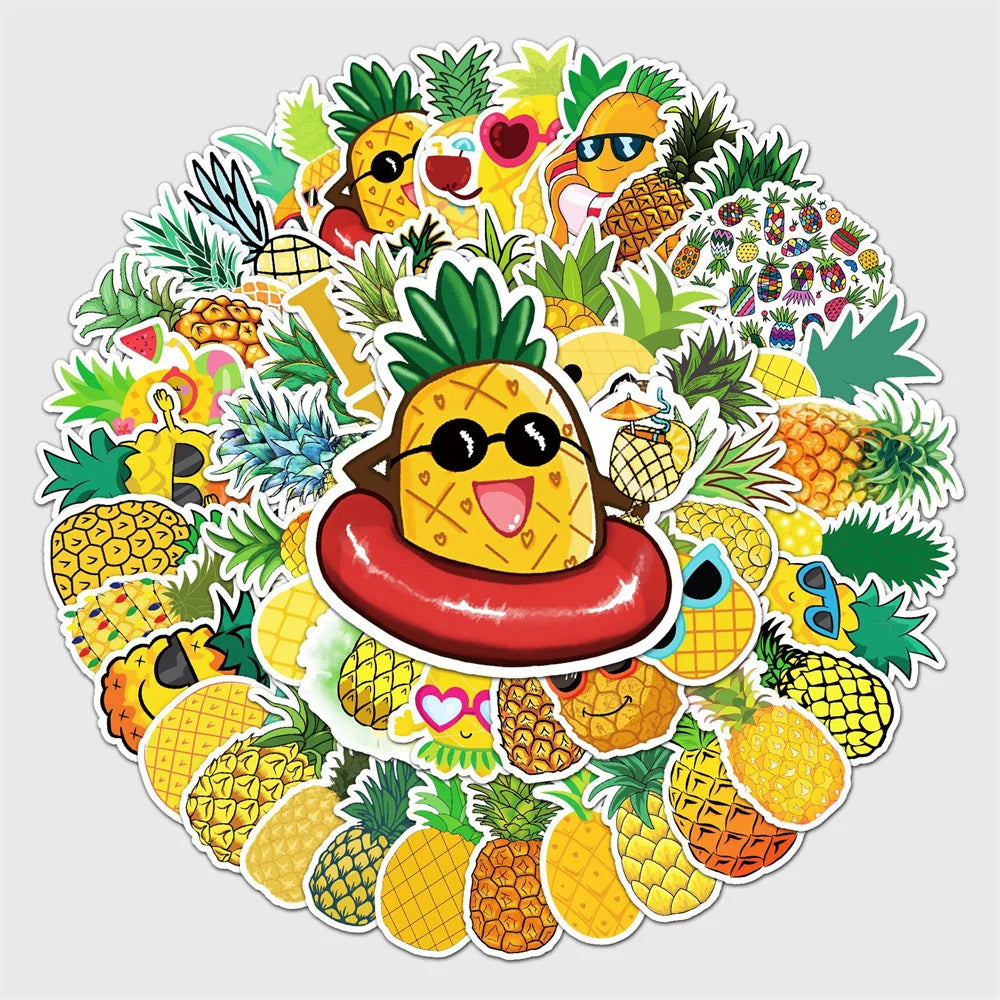 50PCS Cartoon Fruit Pineapple Personality Creative Graffiti Scooter Laptop Luggage Gift Waterproof Anime Sticker
