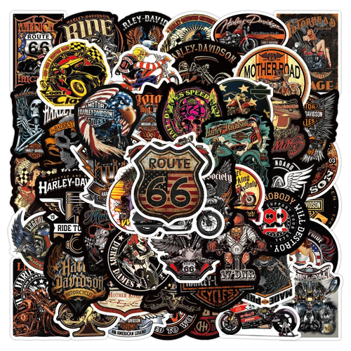 50PCS Retro Motorcycle Theme Graffiti Sticker Laptop Guitar Luggage Skate Bike Waterproof Sticker