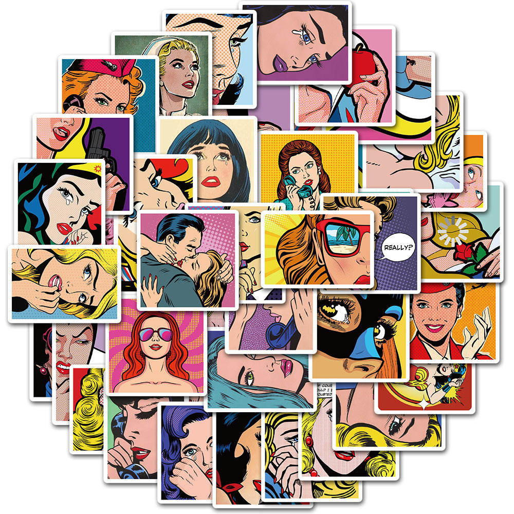 50PCS Hip-Hop Retro Sexy Girl Graffiti Stickers for Laptops, Guitars, Water Bottles, Skateboards, Stationery Boxes - Exquisite DIY Desktop Decor Decals