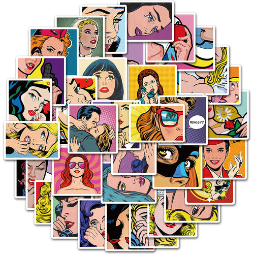 50PCS Hip-Hop Retro Sexy Girl Graffiti Stickers for Laptops, Guitars, Water Bottles, Skateboards, Stationery Boxes - Exquisite DIY Desktop Decor Decals