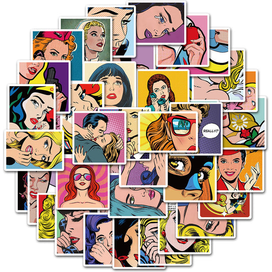 50PCS Hip-Hop Retro Sexy Girl Graffiti Stickers for Laptops, Guitars, Water Bottles, Skateboards, Stationery Boxes - Exquisite DIY Desktop Decor Decals