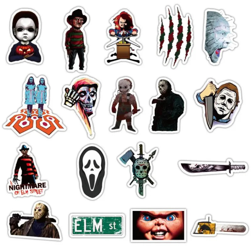 50PCS  BlackFriday Thriller Horror Character Graffiti Laptop Luggage Skateboard Guitar Waterproof Sticker