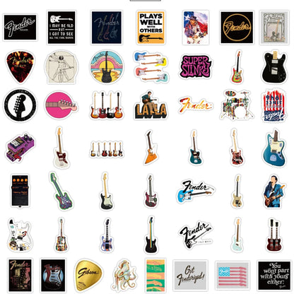 50PCS Cartoon Love Guitar series manual Decorative style graffiti stickers, personalized, fashionable and creative DIY exquisite decorative decal cups, helmets, skateboard popular sticker toys