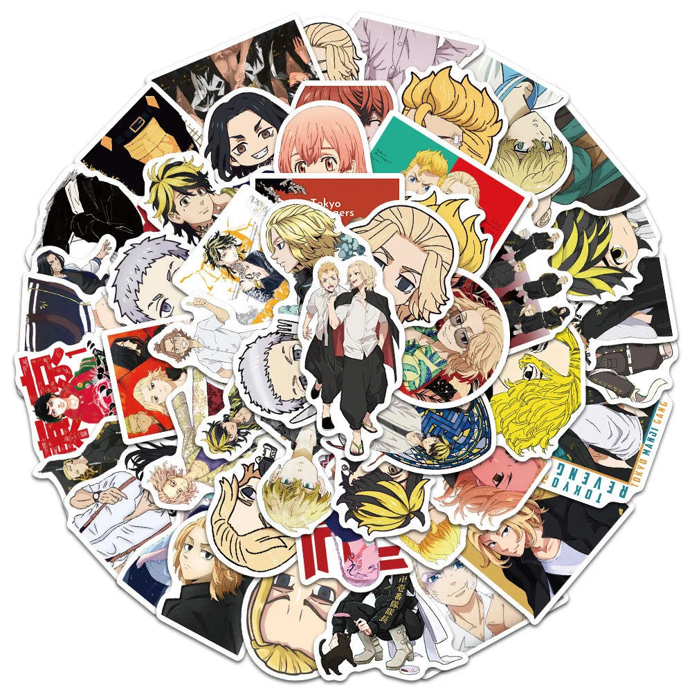 50PCS Anime New Tokyo Avengers Sticker Laptop Skateboard Mobile Phone Graffiti Gift Toy Waterproof Sticker