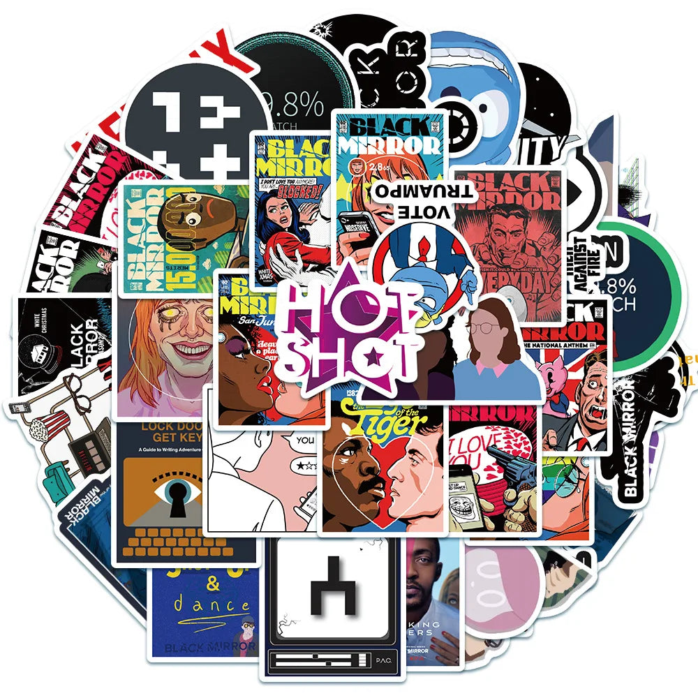 50PCS High Score Movie Character Sticker Notebook Guitar Skateboard Gift Toy American Drama Black Mirror Sticker