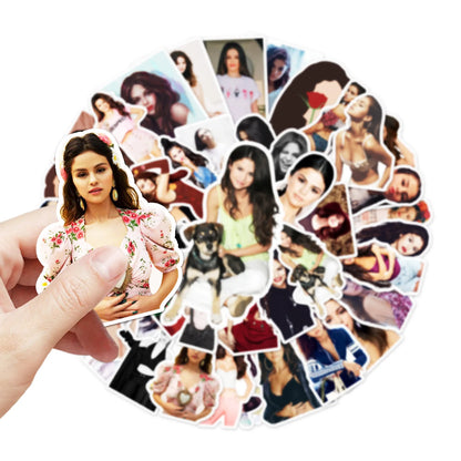 50pcs Popular Beautiful Woman Selena Gomez Graffiti Personality DIY Suitcase Mobile Phone Case Toy Sticker