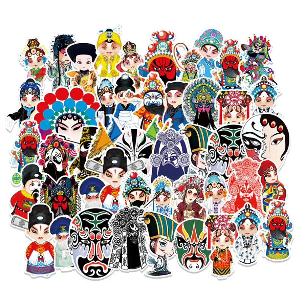 50PCS Cartoon Theatre Opera face painting character decorative style graffiti stickers, personalized, fashionable and creative DIY exquisite decorative decal cups, helmets, skateboard popular sticker toys