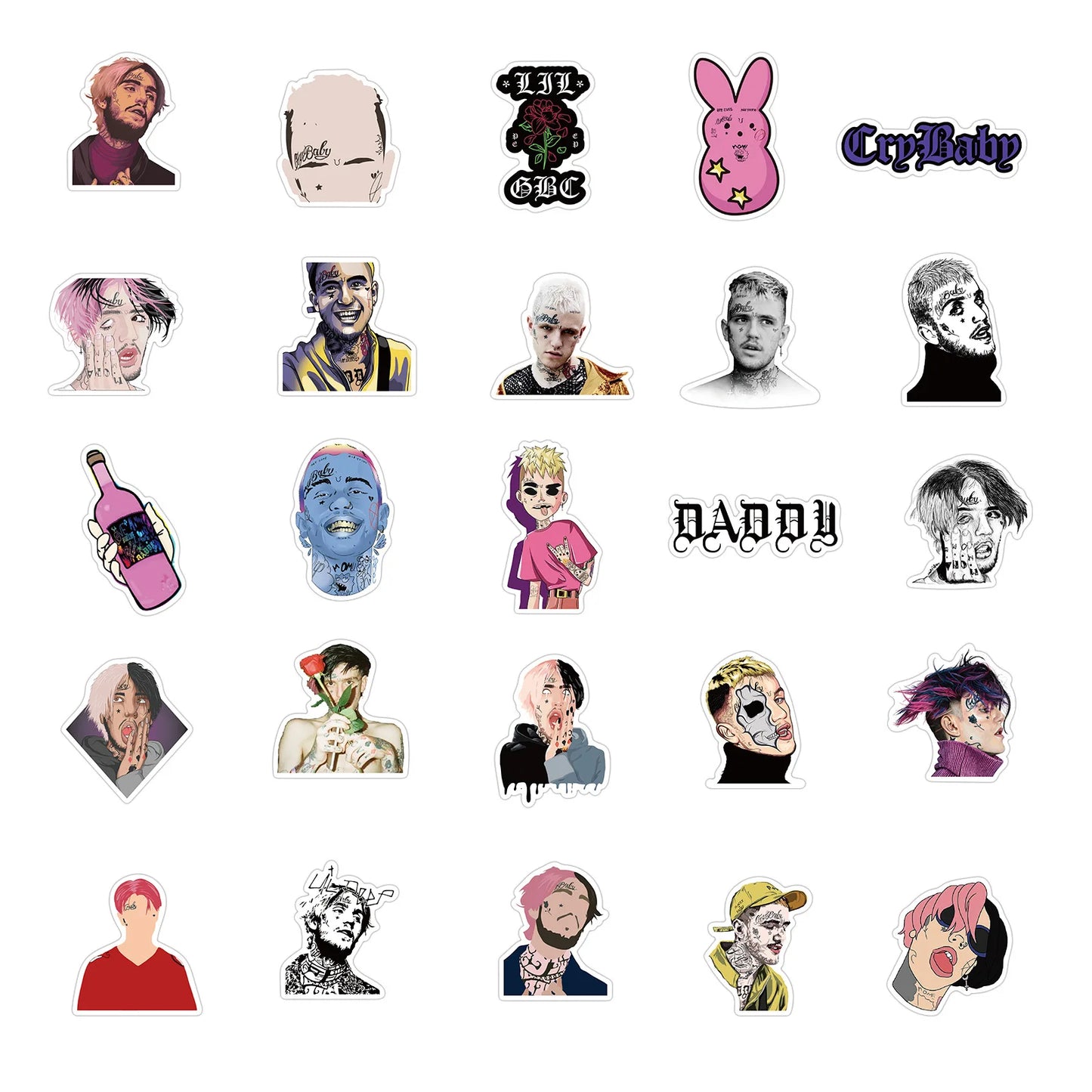 50PCS Rapper Lil Peep Graffiti Waterproof Sticker Suitcase Notebook Mobile Phone Refrigerator Skate board Water Cup