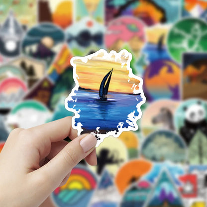 50PCS Outdoor Scenery Sticker Graffiti Laptop Guitar Motorcycle Luggage Skateboard Bike Waterproof Sticker