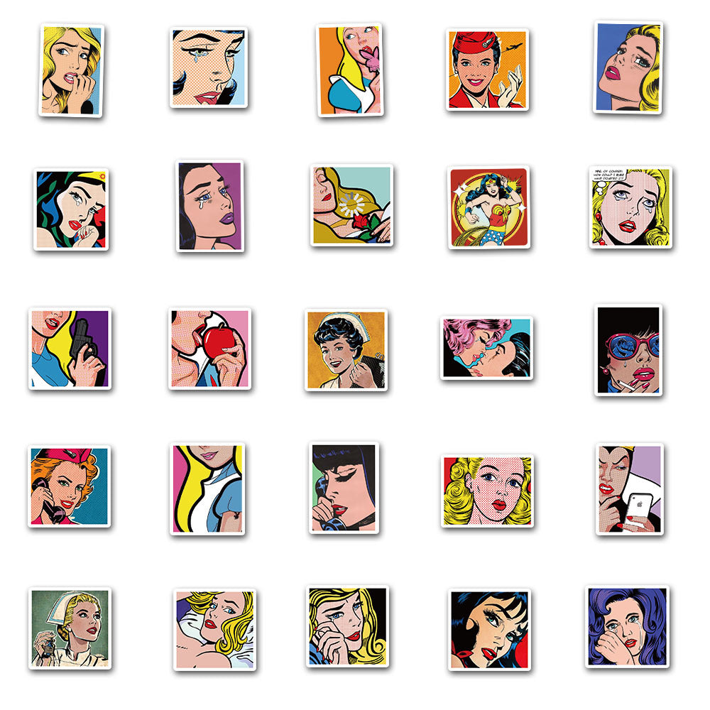 50PCS Hip-Hop Retro Sexy Girl Graffiti Stickers for Laptops, Guitars, Water Bottles, Skateboards, Stationery Boxes - Exquisite DIY Desktop Decor Decals