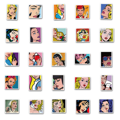 50PCS Hip-Hop Retro Sexy Girl Graffiti Stickers for Laptops, Guitars, Water Bottles, Skateboards, Stationery Boxes - Exquisite DIY Desktop Decor Decals