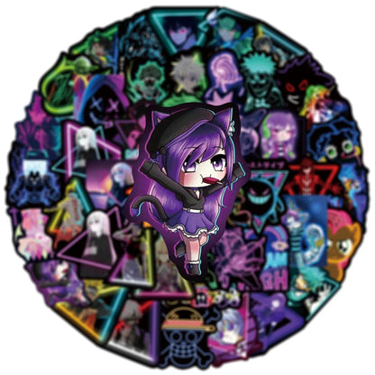 50PCS Hot Anime Mix Creative Cool Personality Neon Sticker Sticker/My Hero Academy/Mobile Cartoon Sticker