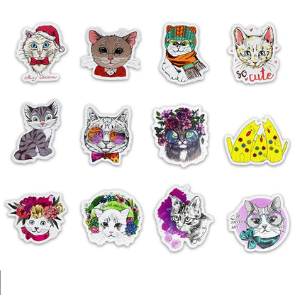 50PCS Cartoon Cat Series Graffiti Trolley Case Scooter Refrigerator Water Cup Waterproof Children Sticker