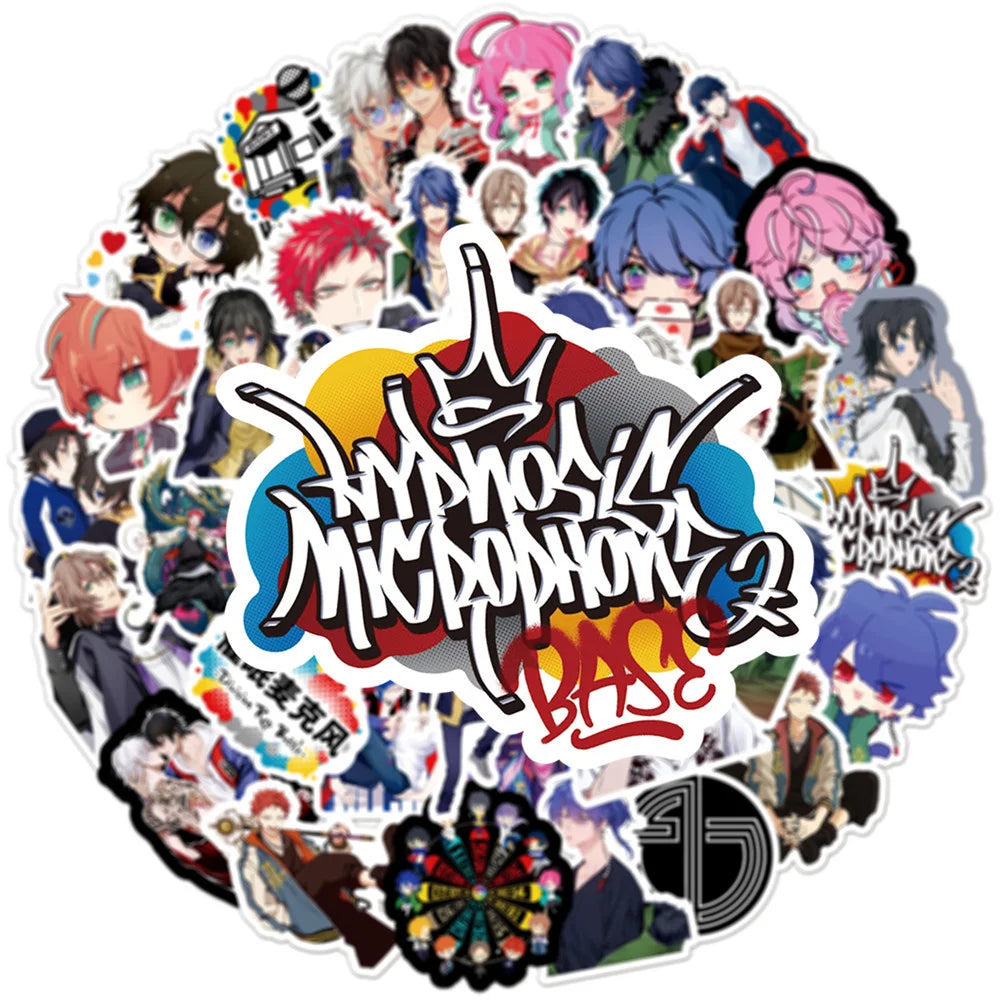 50PCS Anime Hypnosis Microphone Graffiti Guitar Skateboard Luggage Notebook Waterproof Helmet Gift Toy Sticker