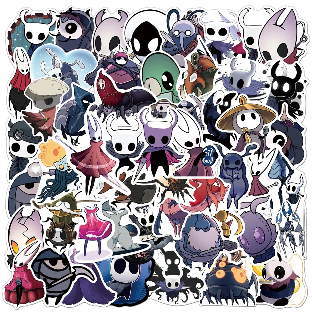 50PCS Game Hollow Knight Skateboard Notebook Graffiti Luggage Waterproof Cartoon Stickers Children's Toys