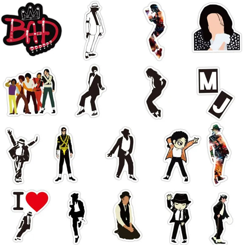 50PCS Jackson Dancing King Graffiti Notebook Helmet Computer Skateboard Guitar Waterproof Sticker Decoration
