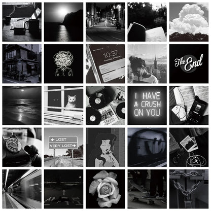 50PCS Black and White Personalized Landscape Decoration Graffiti Waterproof Sticker Notebook Refrigerator Helmet