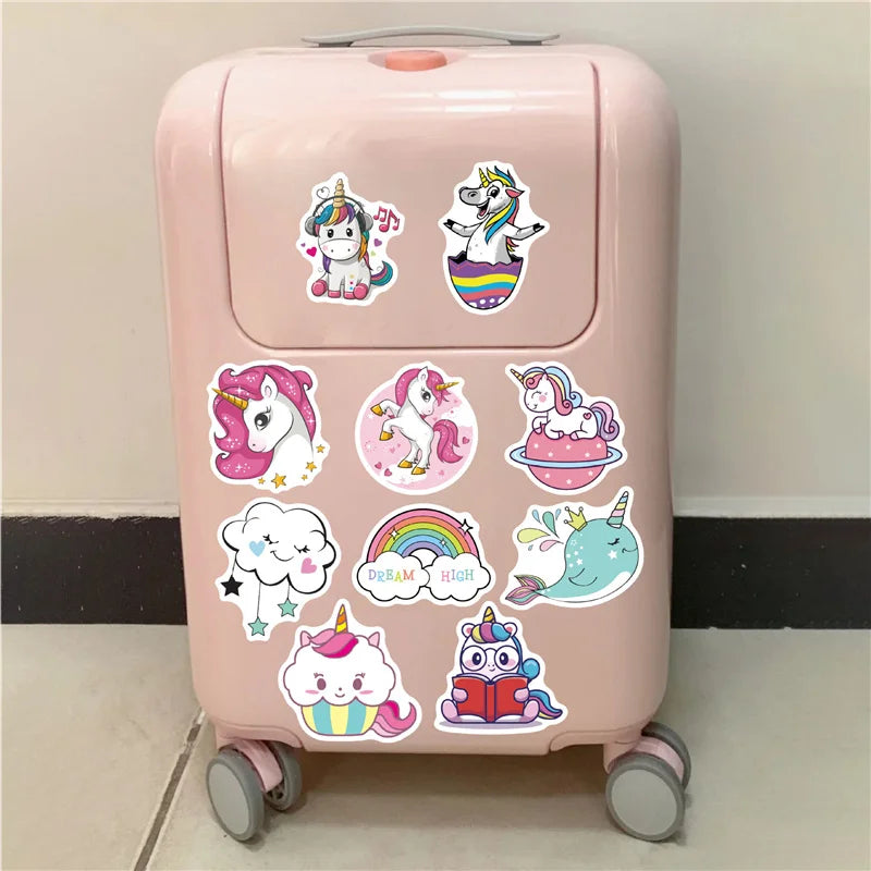 100PCS Rainbow Unicorn Cartoon Graffiti Sticker Scooter Laptop Waterproof Guitar Decoration Toy