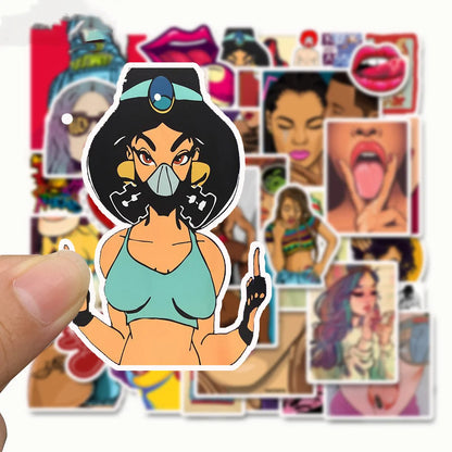 50PCS Temptation Sexy Urban Beauty Graffiti Decals Ipai Diary Laptop Guitar Skateboard PVC Waterproof Sticker