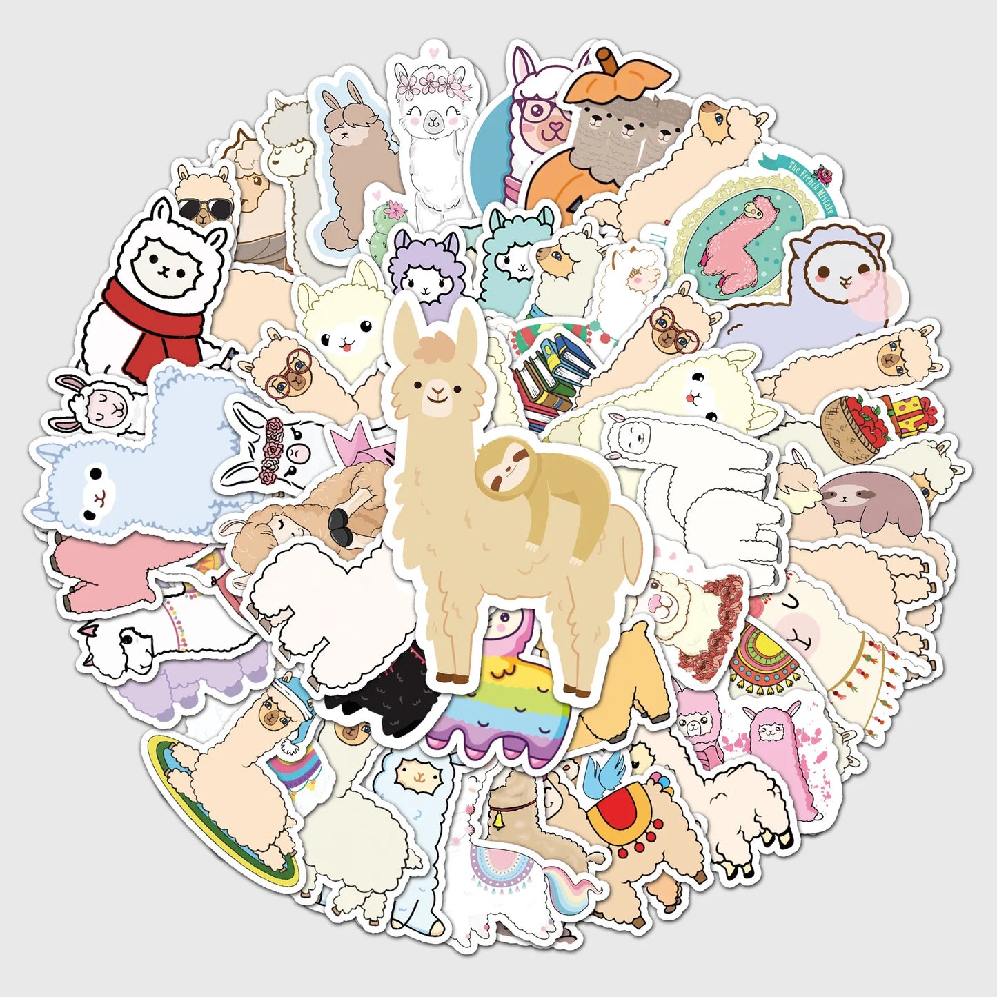 50PCS Cartoon Alpaca Personality Fun Skateboard Trolley Case Bike Scooter Water Cup Waterproof Sticker