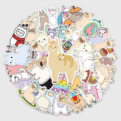 50PCS Cartoon Alpaca Personality Fun Skateboard Trolley Case Bike Scooter Water Cup Waterproof Sticker