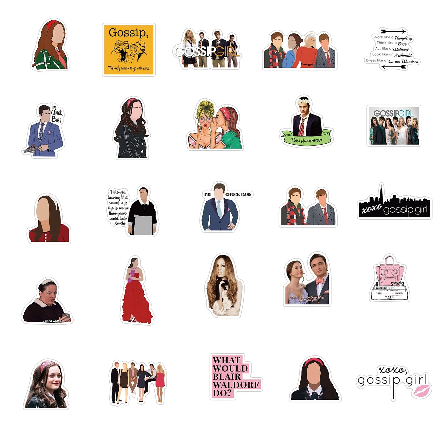 50PCS American Drama Gossip Girl Graffiti Waterproof Sticker Suitcase Notebook Mobile Phone Skateboard Water Cup