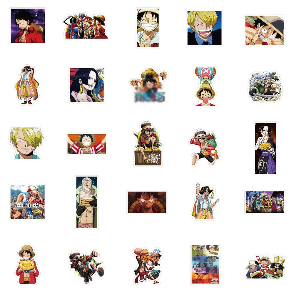 50PCS Anime Pirate Mania Action Graffiti Sticker Computer Luggage Skateboard Waterproof Removable Sticker