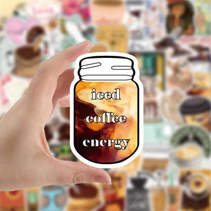 50PCS Coffee Cup Fun Graffiti Stickers Luggage Skateboard Classic Toys Laptop Kids Cartoon Stickers