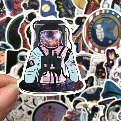 50PCS Cute Classic Astronaut Space Cartoon Notebook Graffiti Waterproof Suitcase Helmet Sticker Decoration