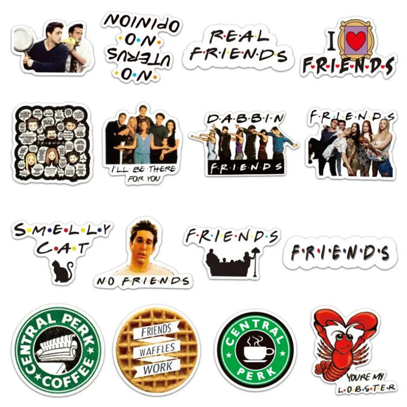 50PCS American TV Series Friends Trolley Cute Waterproof Guitar Skateboard Graffiti Sticker Car Sticker