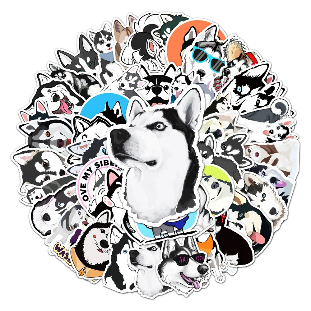 50PCS Kawaii Cartoon Cute Husky Children Gift Graffiti Bicycle Laptop Suitcase Stationery Waterproof Stickers