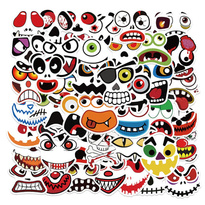 50PCS New Halloween Pumpkin Ghost Face Expression Waterproof Graffiti Sticker Suitcase Notebook Mobile Phone Helmet