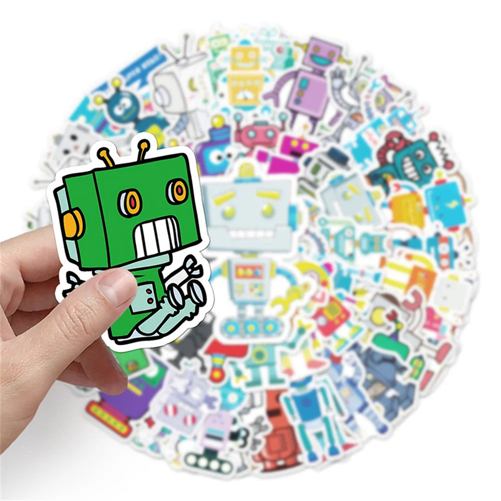 50PCS Robot Graffiti Stickers Cartoon Robot Stickers DIY Skateboard Water Cup Luggage Stickers