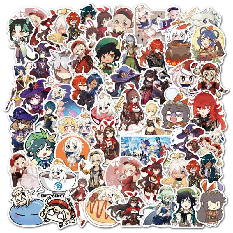 50 pieces of game source cartoon cute character graffiti stickers, personalized DIY skateboard bags, phone cases, notebook books, laptop decoration sticker toys