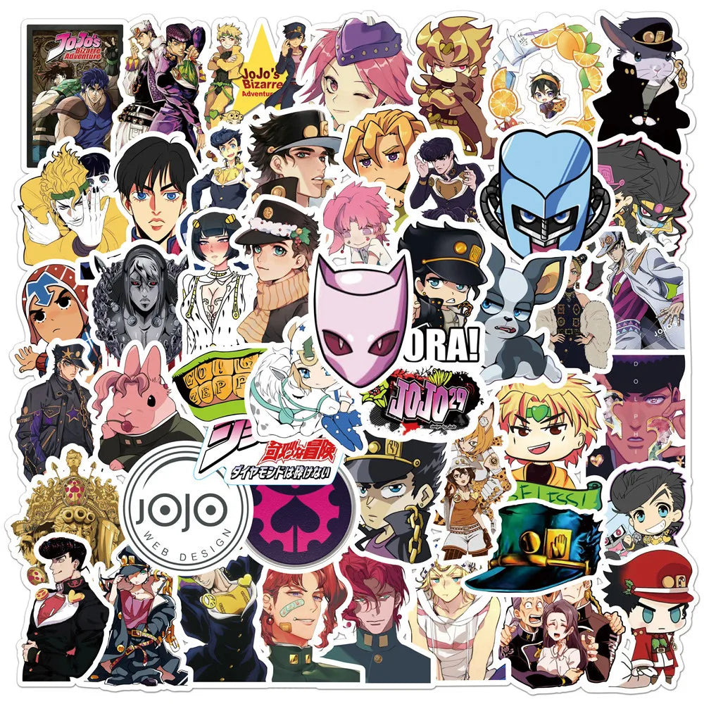 50PCS Cartoon JOJO's Bizarre Adventure Anime Graffiti Sticker Notebook Guitar Bike Skateboard Waterproof Sticker