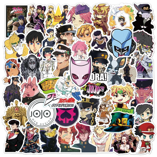50PCS Cartoon JOJO's Bizarre Adventure Anime Graffiti Sticker Notebook Guitar Bike Skateboard Waterproof Sticker