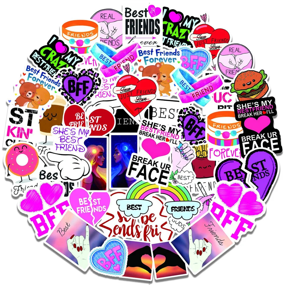 50PCS Good Friend Pink Girl Bestfriend Graffiti Sticker Mobile Phone Water Cup Trolley Case Waterproof Sticker